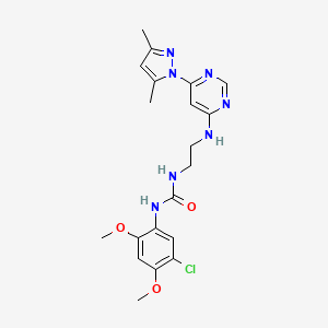 1-(5-chloro-2,4-dimethoxyphenyl)-3-(2-((6-(3,5-dimethyl-1H-pyrazol-1-yl)pyrimidin-4-yl)amino)ethyl)urea