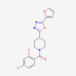 molecular formula C18H15F2N3O3 B3403662 (2,4-Difluorophenyl)(4-(5-(furan-2-yl)-1,3,4-oxadiazol-2-yl)piperidin-1-yl)methanone CAS No. 1171407-19-4