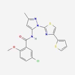 molecular formula C19H15ClN4O2S2 B3403674 5-chloro-2-methoxy-N-(3-methyl-1-(4-(thiophen-2-yl)thiazol-2-yl)-1H-pyrazol-5-yl)benzamide CAS No. 1171637-05-0