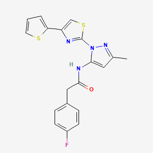molecular formula C19H15FN4OS2 B3403682 2-(4-fluorophenyl)-N-(3-methyl-1-(4-(thiophen-2-yl)thiazol-2-yl)-1H-pyrazol-5-yl)acetamide CAS No. 1171738-96-7