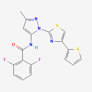 molecular formula C18H12F2N4OS2 B3403683 2,6-difluoro-N-(3-methyl-1-(4-(thiophen-2-yl)thiazol-2-yl)-1H-pyrazol-5-yl)benzamide CAS No. 1171775-52-2