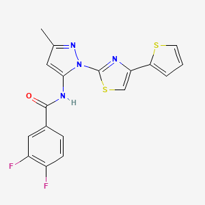 molecular formula C18H12F2N4OS2 B3403698 3,4-difluoro-N-(3-methyl-1-(4-(thiophen-2-yl)thiazol-2-yl)-1H-pyrazol-5-yl)benzamide CAS No. 1171948-75-6