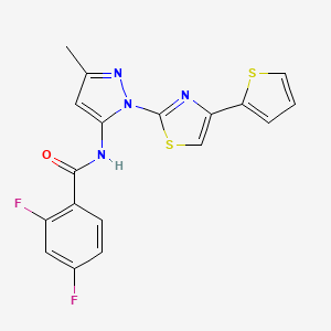 molecular formula C18H12F2N4OS2 B3403701 2,4-difluoro-N-(3-methyl-1-(4-(thiophen-2-yl)thiazol-2-yl)-1H-pyrazol-5-yl)benzamide CAS No. 1172259-04-9