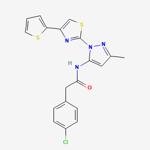 molecular formula C19H15ClN4OS2 B3403712 2-(4-chlorophenyl)-N-(3-methyl-1-(4-(thiophen-2-yl)thiazol-2-yl)-1H-pyrazol-5-yl)acetamide CAS No. 1172559-76-0