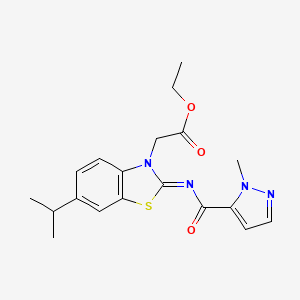 (E)-ethyl 2-(6-isopropyl-2-((1-methyl-1H-pyrazole-5-carbonyl)imino)benzo[d]thiazol-3(2H)-yl)acetate
