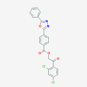 molecular formula C23H14Cl2N2O4 B340374 2-(2,4-Dichlorophenyl)-2-oxoethyl 4-(5-phenyl-1,3,4-oxadiazol-2-yl)benzoate 