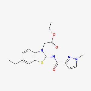 molecular formula C18H20N4O3S B3403743 (Z)-ethyl 2-(6-ethyl-2-((1-methyl-1H-pyrazole-3-carbonyl)imino)benzo[d]thiazol-3(2H)-yl)acetate CAS No. 1173343-21-9