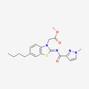 molecular formula C19H22N4O3S B3403744 methyl 2-(6-butyl-2-((1-methyl-1H-pyrazole-3-carbonyl)imino)benzo[d]thiazol-3(2H)-yl)acetate CAS No. 1173345-62-4