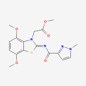 (Z)-methyl 2-(4,7-dimethoxy-2-((1-methyl-1H-pyrazole-3-carbonyl)imino)benzo[d]thiazol-3(2H)-yl)acetate