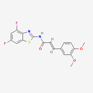 molecular formula C18H14F2N2O3S B3403757 (E)-N-(4,6-difluorobenzo[d]thiazol-2-yl)-3-(3,4-dimethoxyphenyl)acrylamide CAS No. 1173378-95-4