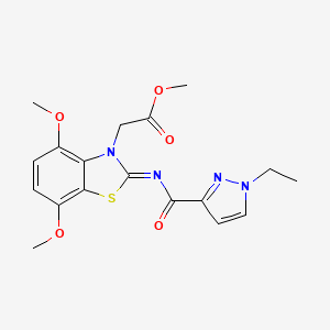 (Z)-methyl 2-(2-((1-ethyl-1H-pyrazole-3-carbonyl)imino)-4,7-dimethoxybenzo[d]thiazol-3(2H)-yl)acetate