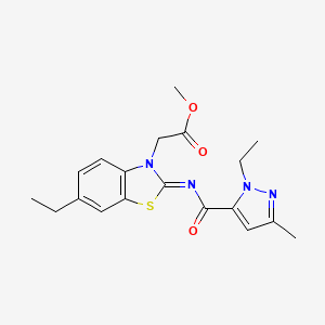 molecular formula C19H22N4O3S B3403774 (E)-methyl 2-(6-ethyl-2-((1-ethyl-3-methyl-1H-pyrazole-5-carbonyl)imino)benzo[d]thiazol-3(2H)-yl)acetate CAS No. 1173435-94-3