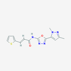 molecular formula C14H13N5O2S B3403776 (E)-N-(5-(1,3-dimethyl-1H-pyrazol-5-yl)-1,3,4-oxadiazol-2-yl)-3-(thiophen-2-yl)acrylamide CAS No. 1173436-91-3