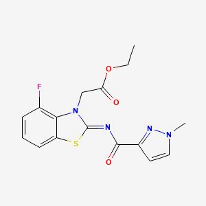 molecular formula C16H15FN4O3S B3403784 (Z)-ethyl 2-(4-fluoro-2-((1-methyl-1H-pyrazole-3-carbonyl)imino)benzo[d]thiazol-3(2H)-yl)acetate CAS No. 1173500-70-3