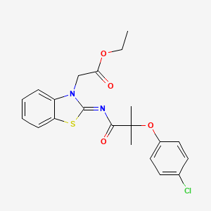 molecular formula C21H21ClN2O4S B3403806 (E)-ethyl 2-(2-((2-(4-chlorophenoxy)-2-methylpropanoyl)imino)benzo[d]thiazol-3(2H)-yl)acetate CAS No. 1173575-08-0