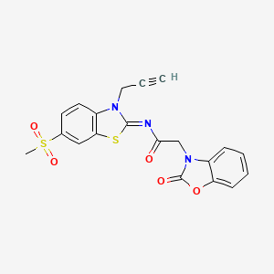(E)-N-(6-(methylsulfonyl)-3-(prop-2-yn-1-yl)benzo[d]thiazol-2(3H)-ylidene)-2-(2-oxobenzo[d]oxazol-3(2H)-yl)acetamide