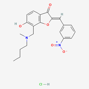 molecular formula C21H23ClN2O5 B3403836 (Z)-7-((butyl(methyl)amino)methyl)-6-hydroxy-2-(3-nitrobenzylidene)benzofuran-3(2H)-one hydrochloride CAS No. 1177977-72-8