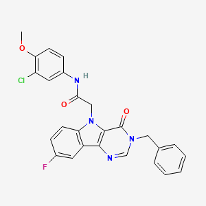2-(3-benzyl-8-fluoro-4-oxo-3,4-dihydro-5H-pyrimido[5,4-b]indol-5-yl)-N-(3-chloro-4-methoxyphenyl)acetamide
