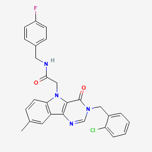 2-(3-(2-chlorobenzyl)-8-methyl-4-oxo-3H-pyrimido[5,4-b]indol-5(4H)-yl)-N-(4-fluorobenzyl)acetamide