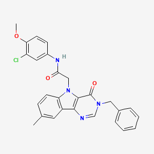 molecular formula C27H23ClN4O3 B3403861 2-(3-benzyl-8-methyl-4-oxo-3,4-dihydro-5H-pyrimido[5,4-b]indol-5-yl)-N-(3-chloro-4-methoxyphenyl)acetamide CAS No. 1185019-11-7