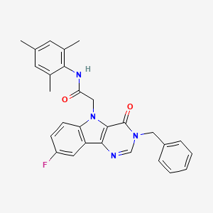 molecular formula C28H25FN4O2 B3403888 2-(3-benzyl-8-fluoro-4-oxo-3H-pyrimido[5,4-b]indol-5(4H)-yl)-N-mesitylacetamide CAS No. 1185144-24-4