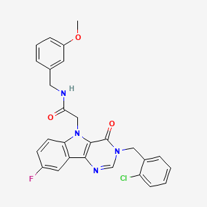 molecular formula C27H22ClFN4O3 B3403914 2-(3-(2-chlorobenzyl)-8-fluoro-4-oxo-3H-pyrimido[5,4-b]indol-5(4H)-yl)-N-(3-methoxybenzyl)acetamide CAS No. 1189449-63-5