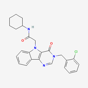 molecular formula C25H25ClN4O2 B3403922 2-(3-(2-chlorobenzyl)-4-oxo-3H-pyrimido[5,4-b]indol-5(4H)-yl)-N-cyclohexylacetamide CAS No. 1189478-63-4