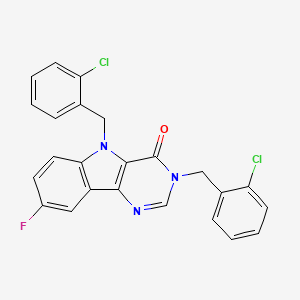 molecular formula C24H16Cl2FN3O B3403948 3,5-bis(2-chlorobenzyl)-8-fluoro-3,5-dihydro-4H-pyrimido[5,4-b]indol-4-one CAS No. 1189665-30-2