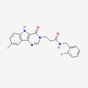 molecular formula C21H19FN4O2 B3403980 N-(2-fluorobenzyl)-3-(8-methyl-4-oxo-4,5-dihydro-3H-pyrimido[5,4-b]indol-3-yl)propanamide CAS No. 1189937-73-2