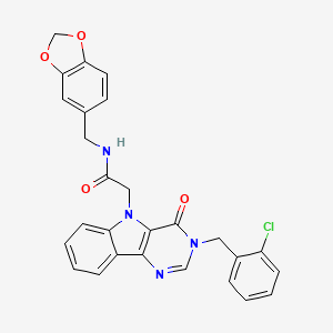 N-(benzo[d][1,3]dioxol-5-ylmethyl)-2-(3-(2-chlorobenzyl)-4-oxo-3H-pyrimido[5,4-b]indol-5(4H)-yl)acetamide
