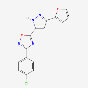 3-(4-chlorophenyl)-5-(3-(furan-2-yl)-1H-pyrazol-5-yl)-1,2,4-oxadiazole