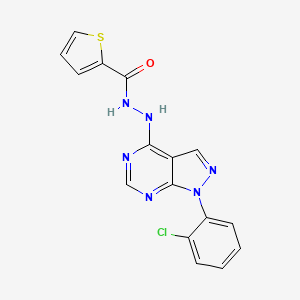 molecular formula C16H11ClN6OS B3404097 N'-[1-(2-chlorophenyl)-1H-pyrazolo[3,4-d]pyrimidin-4-yl]thiophene-2-carbohydrazide CAS No. 1207005-82-0