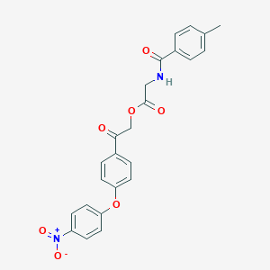 molecular formula C24H20N2O7 B340410 2-(4-{4-Nitrophenoxy}phenyl)-2-oxoethyl [(4-methylbenzoyl)amino]acetate 