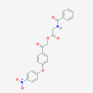 molecular formula C23H18N2O7 B340411 2-(4-{4-Nitrophenoxy}phenyl)-2-oxoethyl (benzoylamino)acetate 