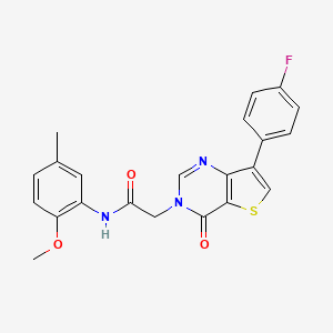 molecular formula C22H18FN3O3S B3404123 2-[7-(4-fluorophenyl)-4-oxothieno[3,2-d]pyrimidin-3(4H)-yl]-N-(2-methoxy-5-methylphenyl)acetamide CAS No. 1207013-56-6