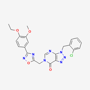 molecular formula C23H20ClN7O4 B3404161 3-(2-chlorobenzyl)-6-((3-(4-ethoxy-3-methoxyphenyl)-1,2,4-oxadiazol-5-yl)methyl)-3H-[1,2,3]triazolo[4,5-d]pyrimidin-7(6H)-one CAS No. 1207024-33-6