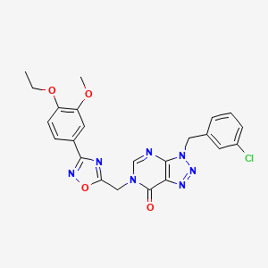 molecular formula C23H20ClN7O4 B3404183 3-(3-chlorobenzyl)-6-((3-(4-ethoxy-3-methoxyphenyl)-1,2,4-oxadiazol-5-yl)methyl)-3H-[1,2,3]triazolo[4,5-d]pyrimidin-7(6H)-one CAS No. 1207031-26-2