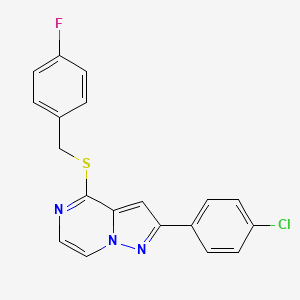 2-(4-Chlorophenyl)-4-[(4-fluorobenzyl)thio]pyrazolo[1,5-a]pyrazine