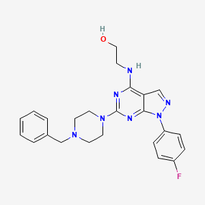 molecular formula C24H26FN7O B3404232 2-((6-(4-benzylpiperazin-1-yl)-1-(4-fluorophenyl)-1H-pyrazolo[3,4-d]pyrimidin-4-yl)amino)ethanol CAS No. 1207044-60-7