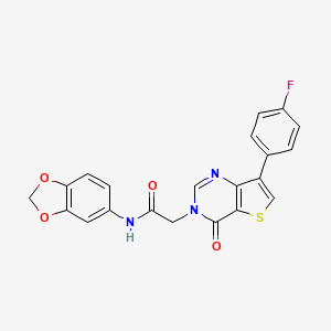 molecular formula C21H14FN3O4S B3404244 N-1,3-benzodioxol-5-yl-2-[7-(4-fluorophenyl)-4-oxothieno[3,2-d]pyrimidin-3(4H)-yl]acetamide CAS No. 1207049-14-6