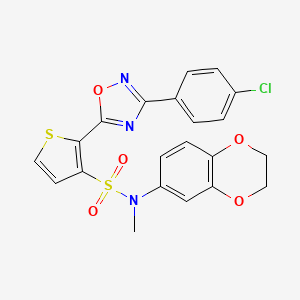 molecular formula C21H16ClN3O5S2 B3404247 2-[3-(4-chlorophenyl)-1,2,4-oxadiazol-5-yl]-N-(2,3-dihydro-1,4-benzodioxin-6-yl)-N-methylthiophene-3-sulfonamide CAS No. 1207049-43-1