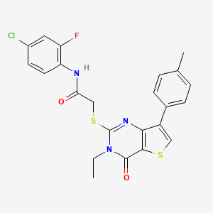 N-(4-chloro-2-fluorophenyl)-2-{[3-ethyl-7-(4-methylphenyl)-4-oxo-3,4-dihydrothieno[3,2-d]pyrimidin-2-yl]thio}acetamide