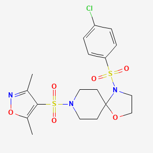 molecular formula C18H22ClN3O6S2 B3404317 4-((4-Chlorophenyl)sulfonyl)-8-((3,5-dimethylisoxazol-4-yl)sulfonyl)-1-oxa-4,8-diazaspiro[4.5]decane CAS No. 1208837-71-1