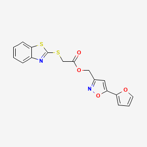 molecular formula C17H12N2O4S2 B3404320 (5-(Furan-2-yl)isoxazol-3-yl)methyl 2-(benzo[d]thiazol-2-ylthio)acetate CAS No. 1209324-45-7