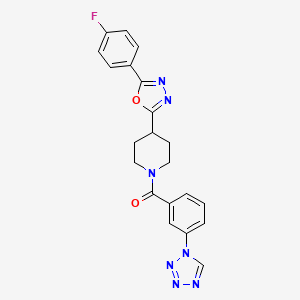 molecular formula C21H18FN7O2 B3404337 (3-(1H-tetrazol-1-yl)phenyl)(4-(5-(4-fluorophenyl)-1,3,4-oxadiazol-2-yl)piperidin-1-yl)methanone CAS No. 1209846-22-9