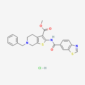 molecular formula C24H22ClN3O3S2 B3404460 Methyl 2-(benzo[d]thiazole-6-carboxamido)-6-benzyl-4,5,6,7-tetrahydrothieno[2,3-c]pyridine-3-carboxylate hydrochloride CAS No. 1216588-13-4