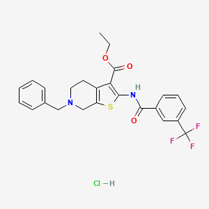 molecular formula C25H24ClF3N2O3S B3404481 Ethyl 6-benzyl-2-(3-(trifluoromethyl)benzamido)-4,5,6,7-tetrahydrothieno[2,3-c]pyridine-3-carboxylate hydrochloride CAS No. 1216963-67-5