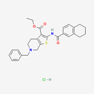 molecular formula C28H31ClN2O3S B3404487 Ethyl 6-benzyl-2-(5,6,7,8-tetrahydronaphthalene-2-carboxamido)-4,5,6,7-tetrahydrothieno[2,3-c]pyridine-3-carboxylate hydrochloride CAS No. 1216989-98-8