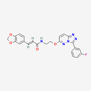 (E)-3-(benzo[d][1,3]dioxol-5-yl)-N-(2-((3-(3-fluorophenyl)-[1,2,4]triazolo[4,3-b]pyridazin-6-yl)oxy)ethyl)acrylamide