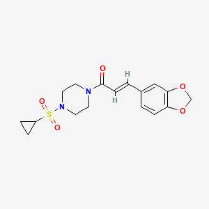 molecular formula C17H20N2O5S B3404516 (E)-3-(benzo[d][1,3]dioxol-5-yl)-1-(4-(cyclopropylsulfonyl)piperazin-1-yl)prop-2-en-1-one CAS No. 1219915-34-0